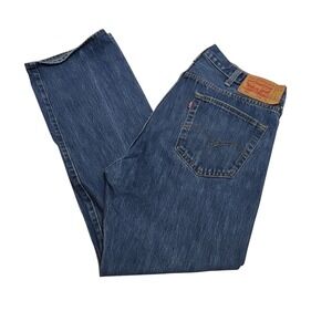 Levi's 501 Jeans Mens 38x32 Button‎ Fly Blue Denim Pants Dark Wash Straight Leg